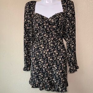 Anthropologie RAHI Floral Smocked Back Twist Front CottageCore Mini Dress Size M